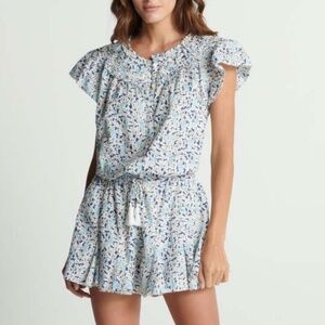 We Are Sundays Womens Indigo Blue Floral Harley Romper Small